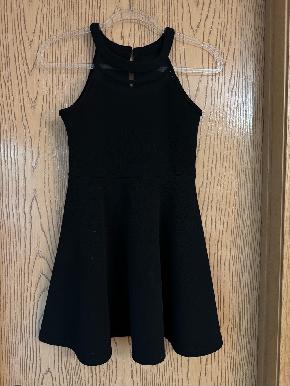 Black Textured Halter Dress